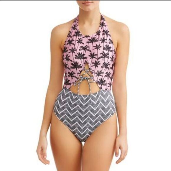 JUNIOR'S PALM SUNRISE ONE PIECE SWIMSUIT - Picture 1 of 15